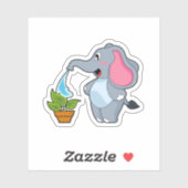 Elefant met Plant Sticker (Vel)