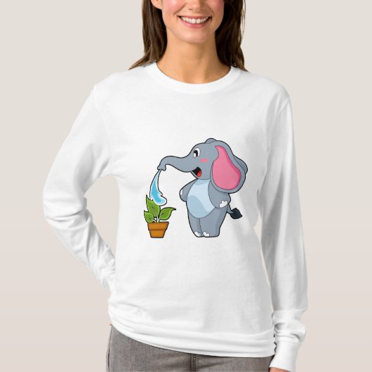 Elefant met Plant T-shirt (Voorkant)