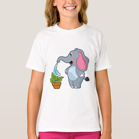 Elefant met Plant T-shirt (Voorkant)