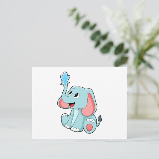 Elefant met water briefkaart (Staand voorkant)