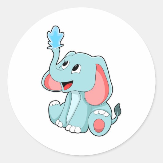 Elefant met water ronde sticker (Voorkant)