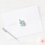 Elefant met water ronde sticker (Envelop)