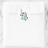 Elefant met water vierkante sticker (Tas)