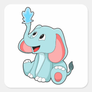 Elefant met water vierkante sticker