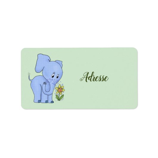 Elefant mit Blume Etiket (Voorkant)