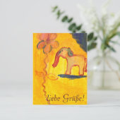 elefant mit blume von Lola Mono Briefkaart (Staand voorkant)