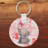 Elefant mit rosa Falter  Schlüsselanhänger Sleutelhanger (Voorkant)