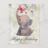 Elefant mit rosa Schmetterling Briefkaart (Voorkant)