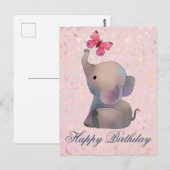 Elefant mit rosa Schmetterling Briefkaart (Voorkant / Achterkant)
