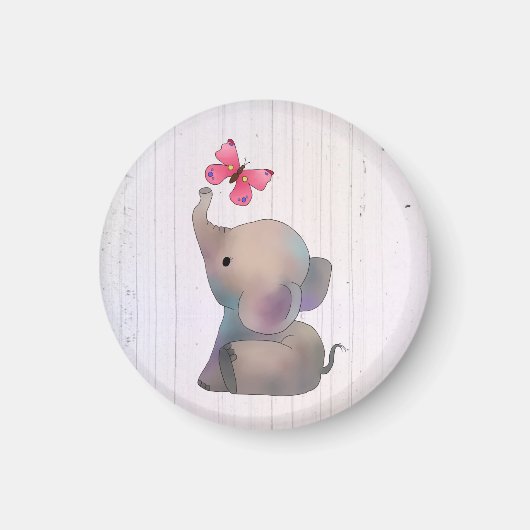 Elefant mit rosa Schmetterling Magneet (Voorkant)