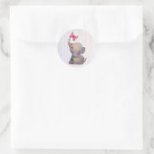 Elefant mit rosa Schmetterling Ronde Sticker (Tas)