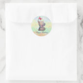 Elefant mit rosa Schmetterling Ronde Sticker (Tas)