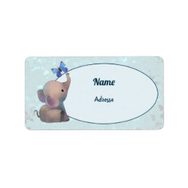 Elefant mit Schmetterling adressaufkleber Etiket