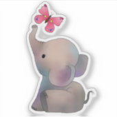 Elefant mit Schmetterling Aufkleber Sticker (Voorkant)