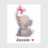 Elefant mit Schmetterling Aufkleber Sticker (Vel)