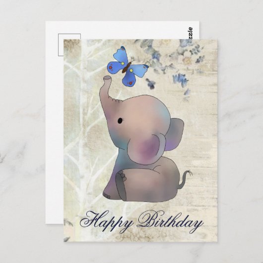 Elefant mit Schmetterling Briefkaart (Voorkant / Achterkant)