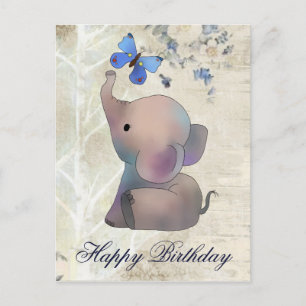 Elefant mit Schmetterling Briefkaart