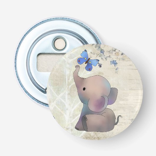 Elefant mit Schmetterling Button Flesopener (Voorkant)
