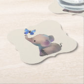 Elefant mit Schmetterling Kartonnen Onderzetters (Gekanteld)