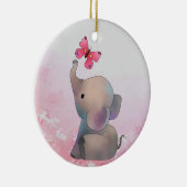 Elefant mit Schmetterling Keramisch Ornament (Rechts)