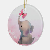 Elefant mit Schmetterling Keramisch Ornament (Links)