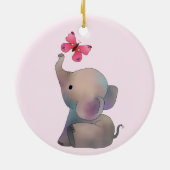 Elefant mit Schmetterling Keramisch Ornament (Achterkant)