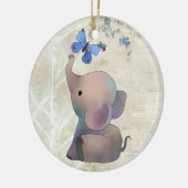 Elefant mit Schmetterling Keramisch Ornament (Links)