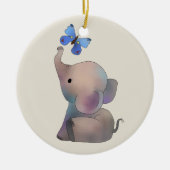 Elefant mit Schmetterling Keramisch Ornament (Voorkant)