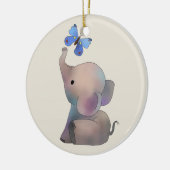 Elefant mit Schmetterling Keramisch Ornament (Links)