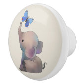 Elefant mit Schmetterling Keramische Knop (Rechts)