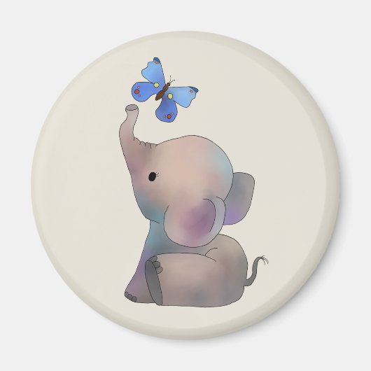 Elefant mit Schmetterling Magneet (Voorkant)