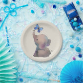 Elefant mit Schmetterling Papieren Bordje (Feest)