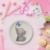 Elefant mit Schmetterling Papieren Bordje (Feest)