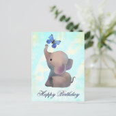 Elefant mit Schmetterling Postkarte Briefkaart (Staand voorkant)