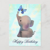 Elefant mit Schmetterling Postkarte Briefkaart (Voorkant)
