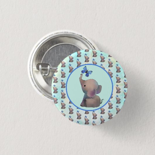 Elefant mit Schmetterling Ronde Button 3,2 Cm (Voorkant /achterkant)