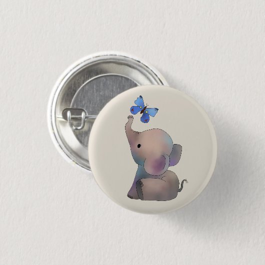 Elefant mit Schmetterling Ronde Button 3,2 Cm (Voorkant /achterkant)