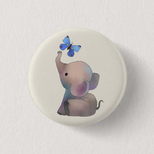 Elefant mit Schmetterling Ronde Button 3,2 Cm (Voorkant)