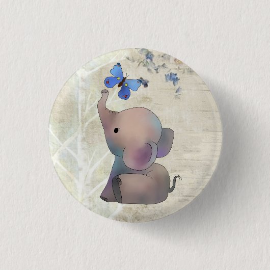 Elefant mit Schmetterling Ronde Button 3,2 Cm (Voorkant)