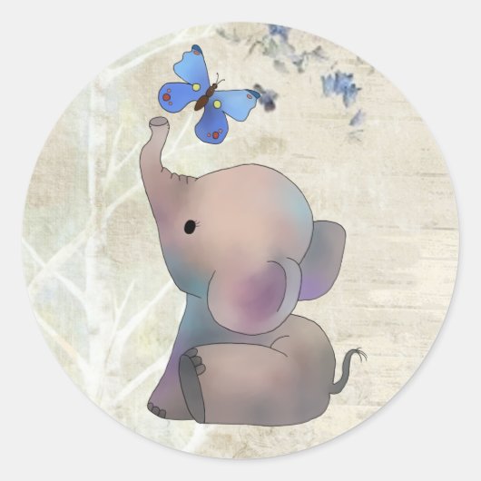 Elefant mit Schmetterling Ronde Sticker (Voorkant)
