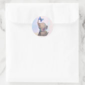 Elefant mit Schmetterling Runder Aufkleber Ronde Sticker (Tas)