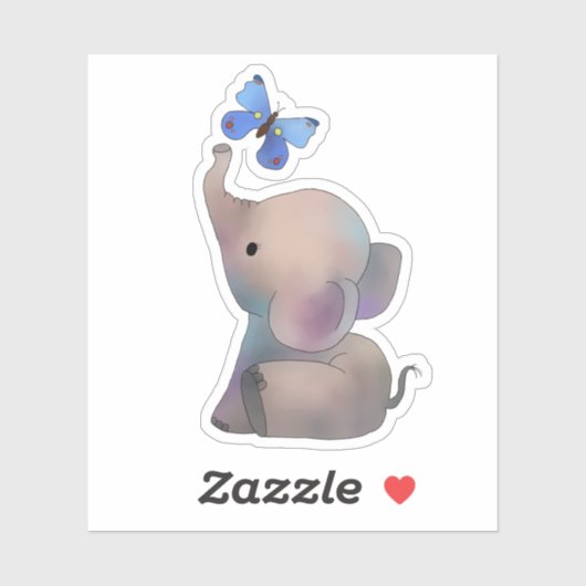 Elefant mit Schmetterling Sticker (Vel)