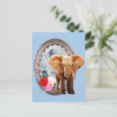 Elefant, Roos en Lijst Briefkaart (Staand voorkant)