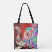 Elefant Tas, kleurrijk olifant Tote Bag (Achterkant)