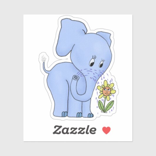 Elefant und Blume Aufkleber Sticker (Vel)