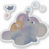 Elefant und Kätzchen Aufkleber Sticker (Voorkant)