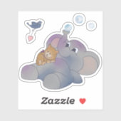 Elefant und Kätzchen Aufkleber Sticker (Vel)