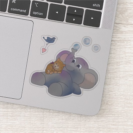 Elefant und Kätzchen Aufkleber Sticker (Detail)