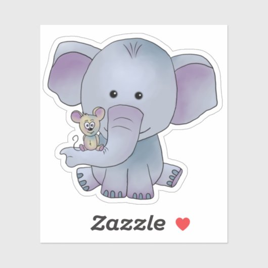 Elefant und Maus Aufkleber Sticker (Vel)