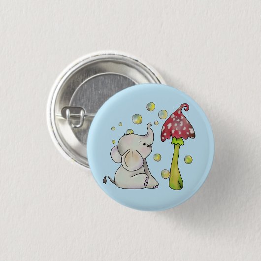 Elefant und Pilz Ronde Button 3,2 Cm (Voorkant /achterkant)
